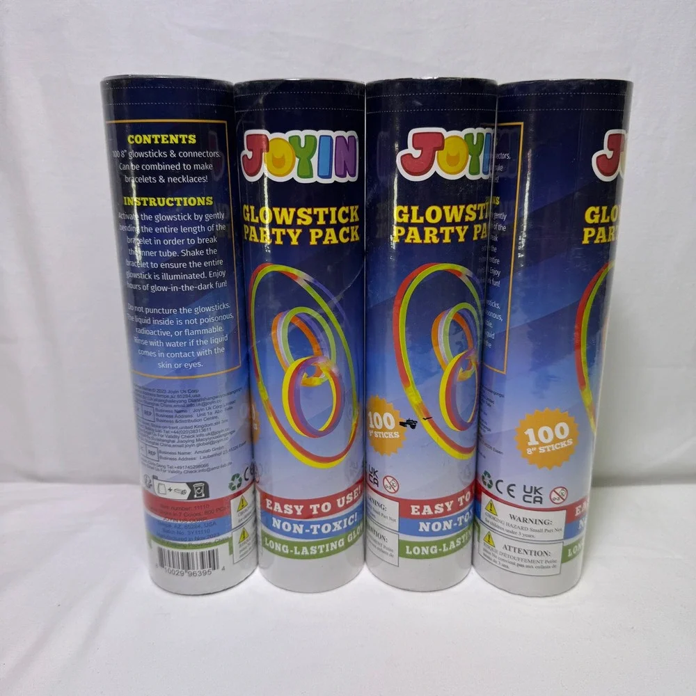 LOT OF 4 JOYIN 100-Piece Glow Stick Party Packs – 400 Total – NEW SEALED